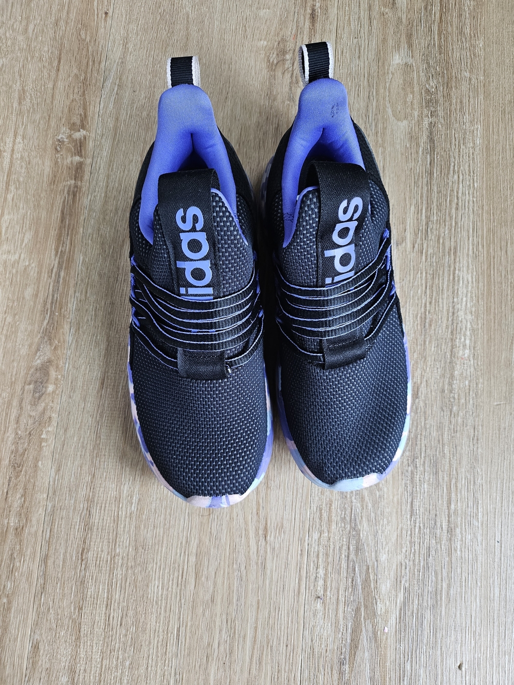 adidas Black and Purple Slip-On Sneakers